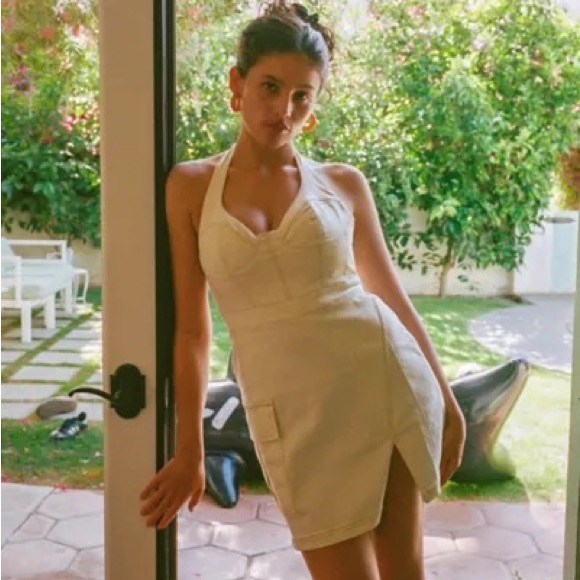 Urban Outfitters Dresses & Skirts - NWOT Urban Outfitters Denim Bustier Mini Dress in Ivory White